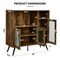 Rustic Brown Sideboard Cabinet with 2 Doors Adjustable Shelves and Glass Panels